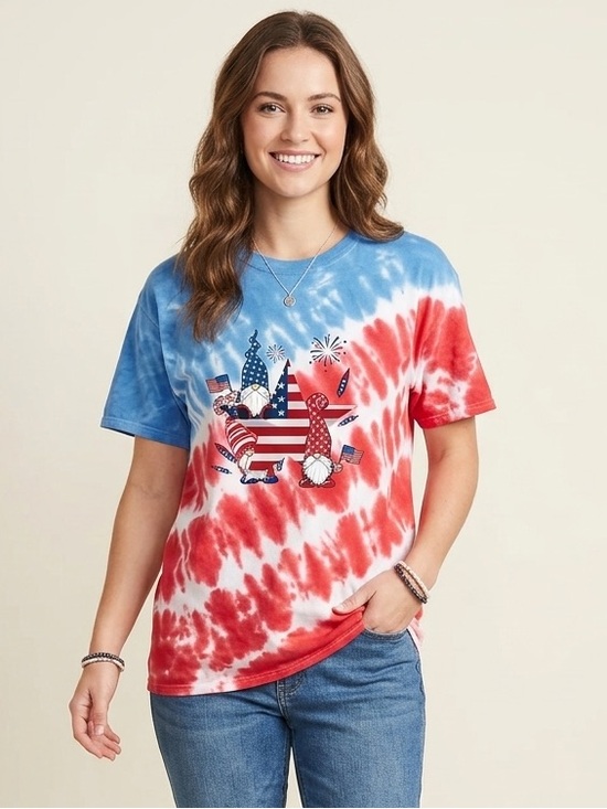 Hanes Tops - Hanes Red & Blue Tie-Dye Short Sleeve Graphic Tee